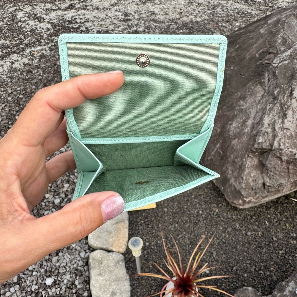 Lanvin en Bleu Mint Leather Compact Wallet w/Box Japan Exclusive Tags & Cards - Picture 10 of 11